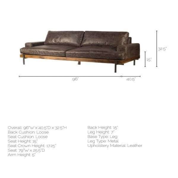 Colburne II 96" Brown Leather Sofa - Image 6