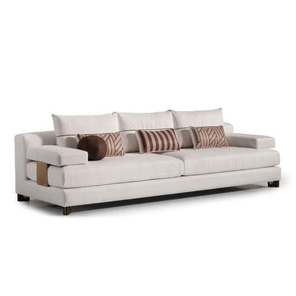 AMORA  Sofa Oatmeal Eggshell Walnut - Image 2