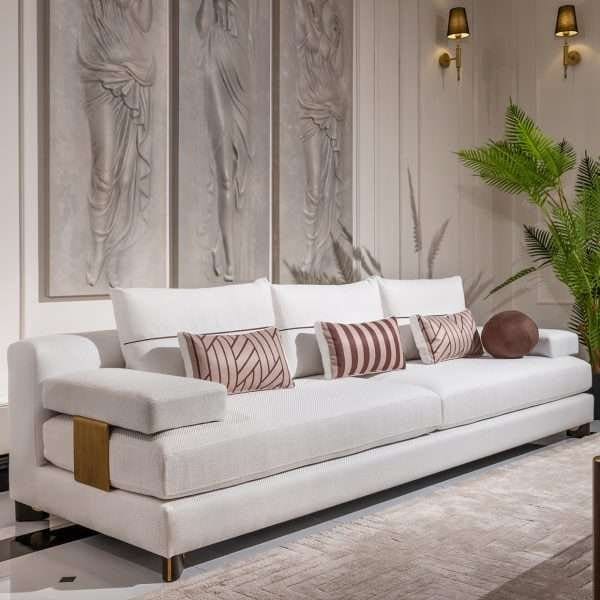 AMORA  Sofa Oatmeal Eggshell Walnut - Image 8