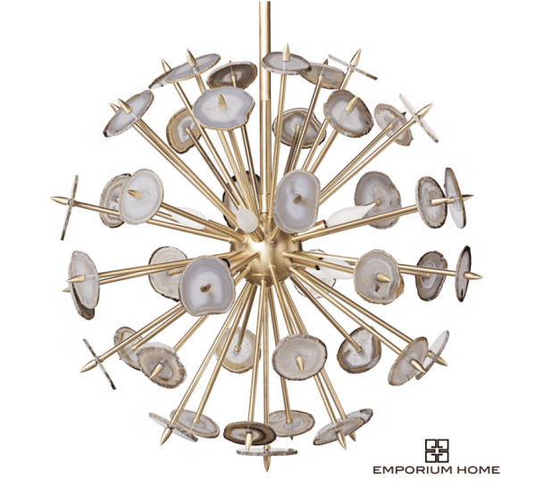 AGATE BURST CHANDELIER-SATIN BRASS