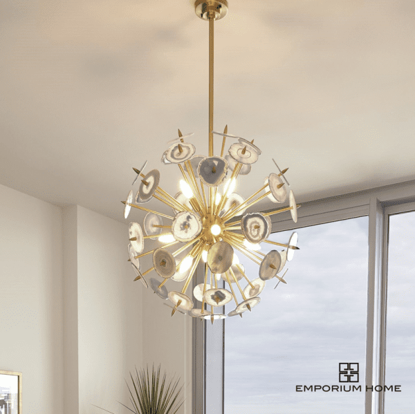 AGATE BURST CHANDELIER-SATIN BRASS - Image 3